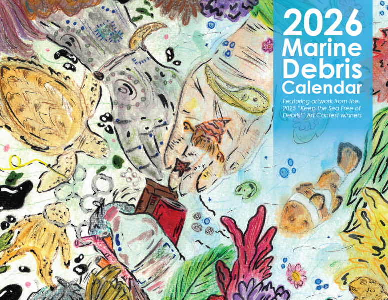 Cover of the 2026 Marine Debris Art Calendar.