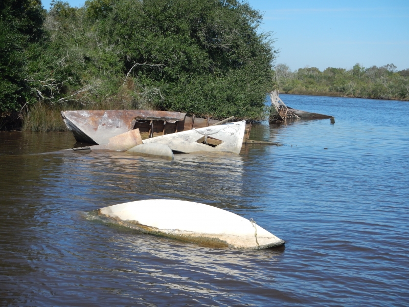 Derelict vessels in Galveston Bay, Texas.
