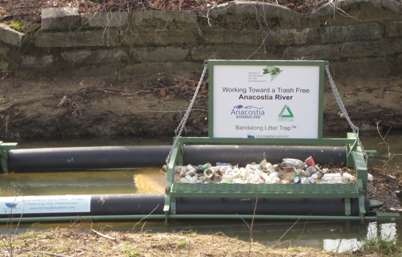 Example of a floating trash boom.