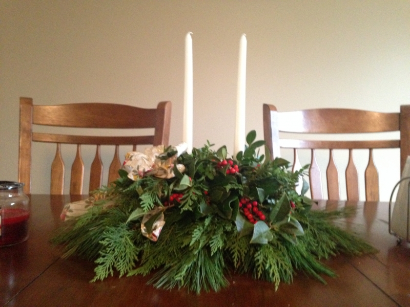 Centerpiece made of natural materials. 