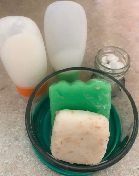 Reusable, single-use alternative travel set. 