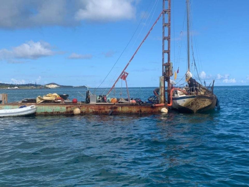 A vessel being removed at St Croix, U.S. Virgin Islands.