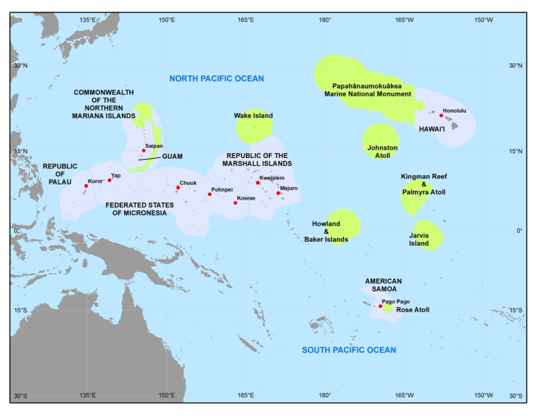 Map of the Pacific Islands Region.