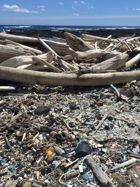 Microplastics on beach.