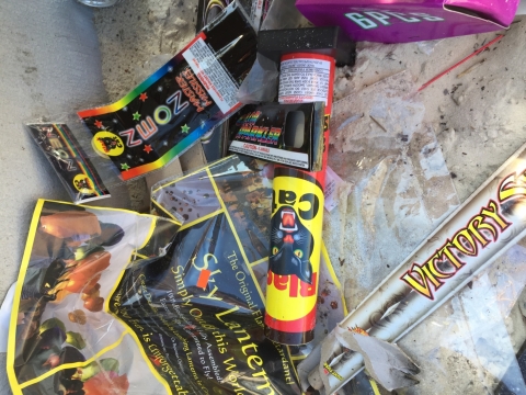 Firework debris left on the beaches after a Fourth of July Celebration.