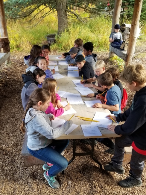 Students learning about waste.