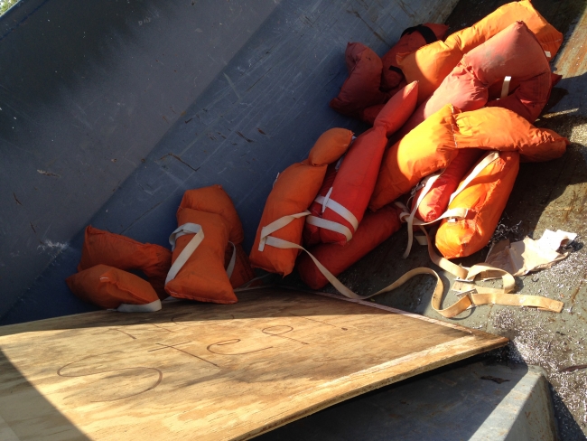 A pile of life preservers.
