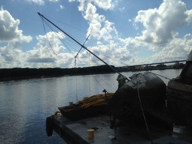A sunken sailboat.