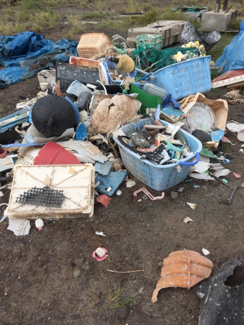 Debris on a beach.