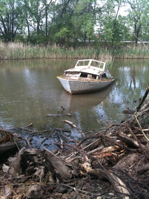 A derelict vessel off Fordson Island.