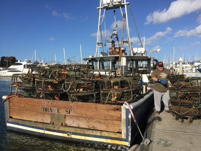 The F/V Drake filled with derelict crab pots collected by local fishermen, including Andy Guiliano (pictured).
