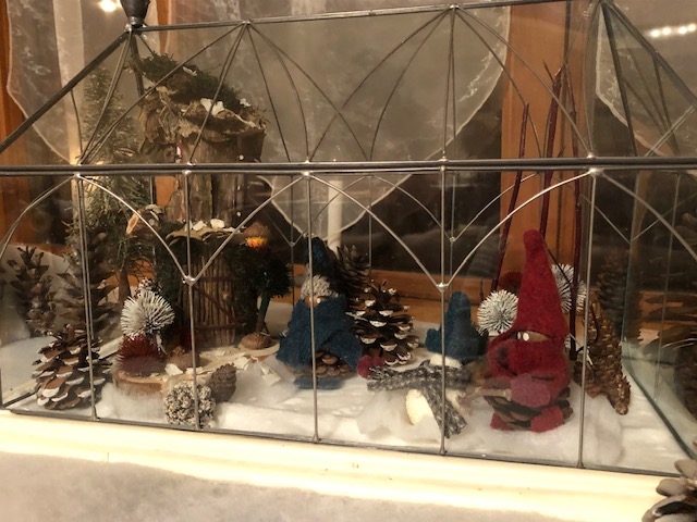 A small-scale winter scene created with natural materials.