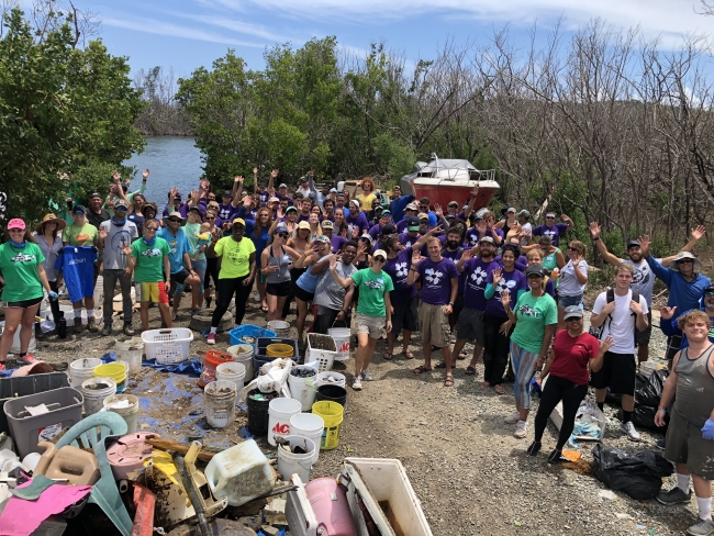 A large group of volunteers.