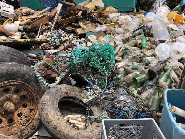 A pile of collected debris.