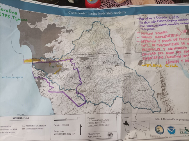 A map with outlines of different areas and writing on it. 