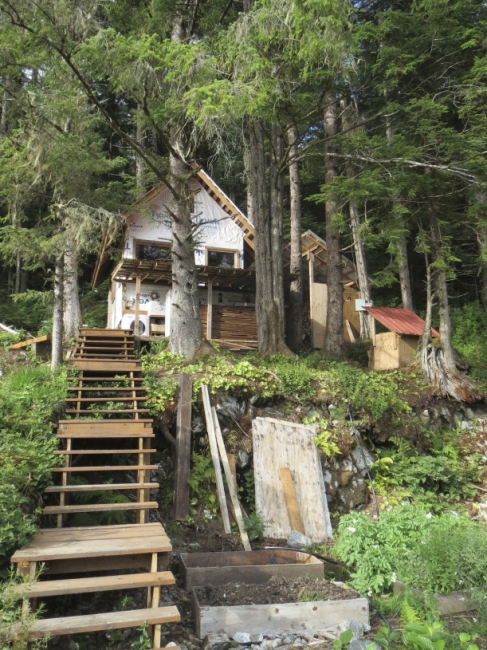 A newly-constructed cabin.