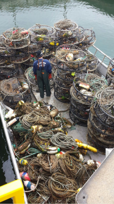 A vessel loaded with derelict crab pots.
