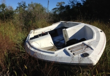 A vessel on the shore.
