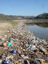A large amount of debris along the lower part of a basin. 
