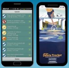 A screen of a smart phone showing the home screen of the app and the menu bar.