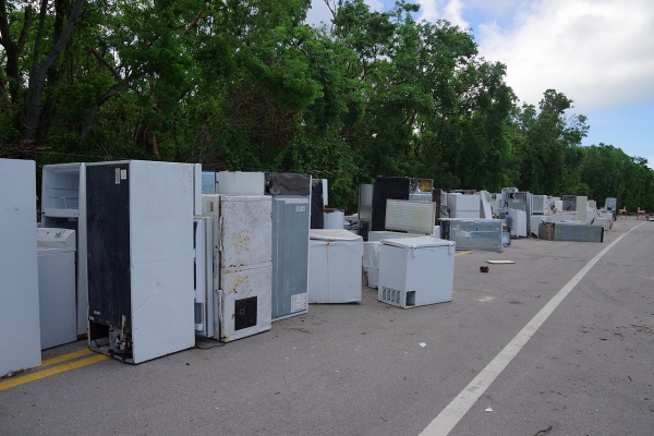 Refrigerators, washing machines, and other damaged white goods.
