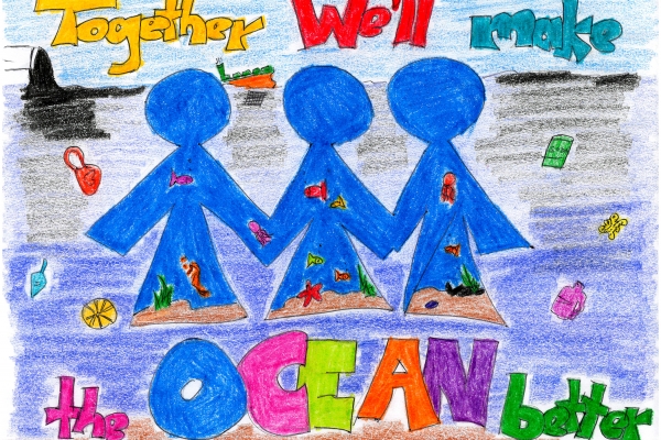 Artwork by Xhian R. (Grade 2, U.S. Virgin Islands), winner of the Annual NOAA Marine Debris Program Art Contest