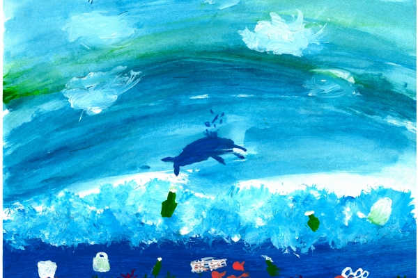 Artwork by Nora T. (Grade 4, Minnesota), winner of the Annual NOAA Marine Debris Program Art Contest