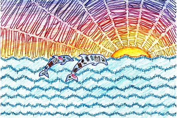 Artwork by Kate D. (Grade 8, Florida), winner of the Annual NOAA Marine Debris Program Art Contest